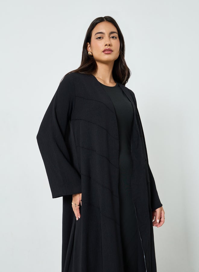 Amirah Black Open Front A-Line Abaya - Image 2