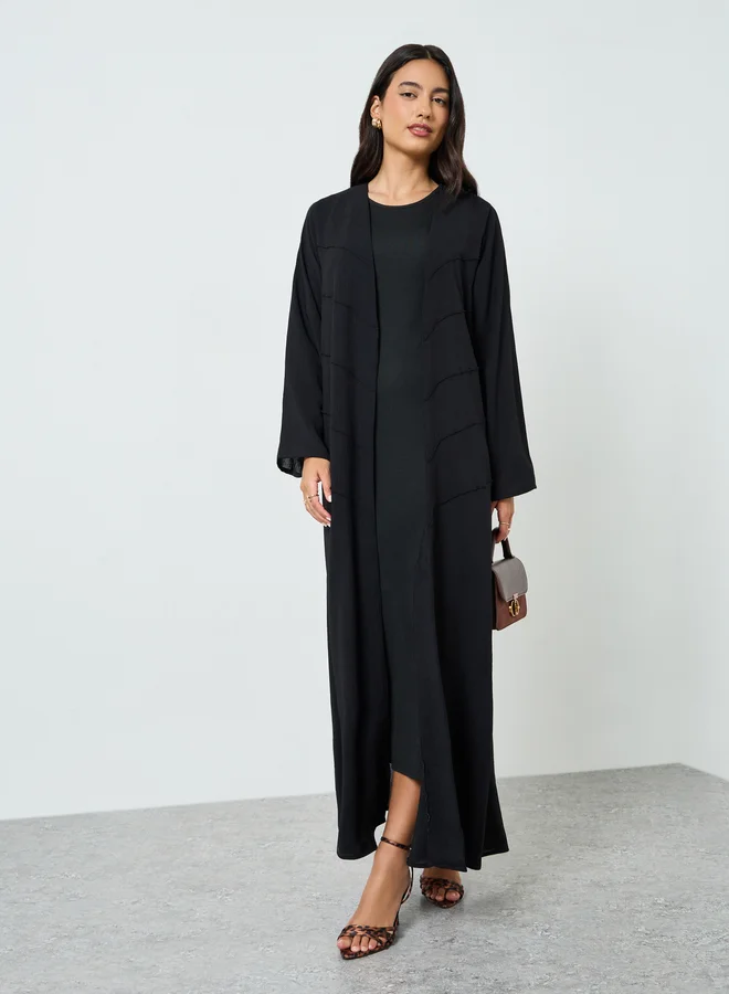 Amirah Black Open Front A-Line Abaya