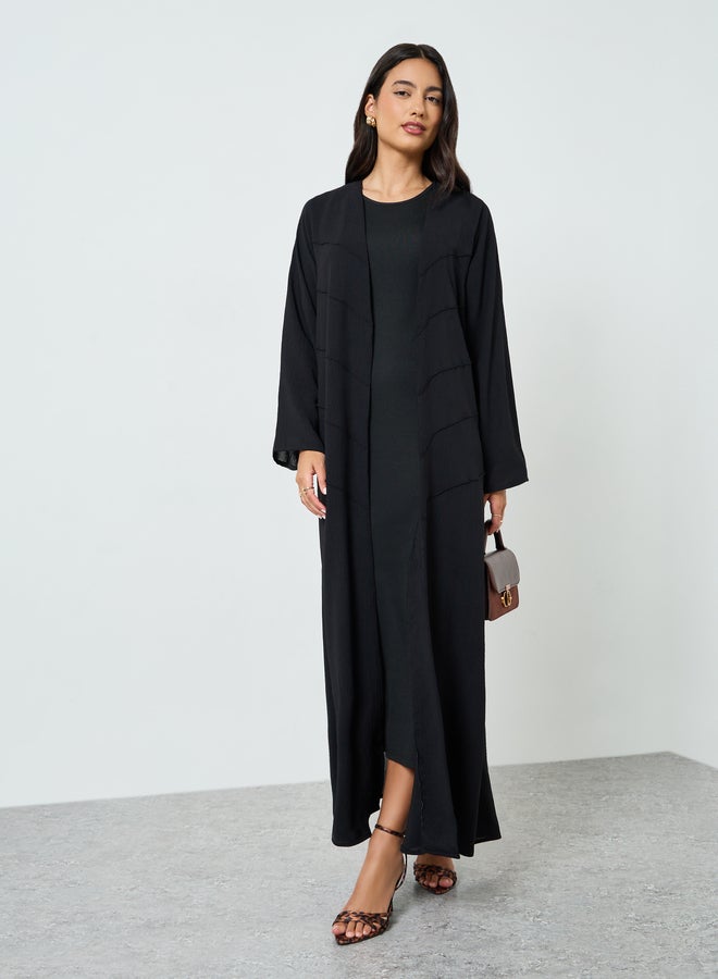 Amirah Black Open Front A-Line Abaya - Image 1