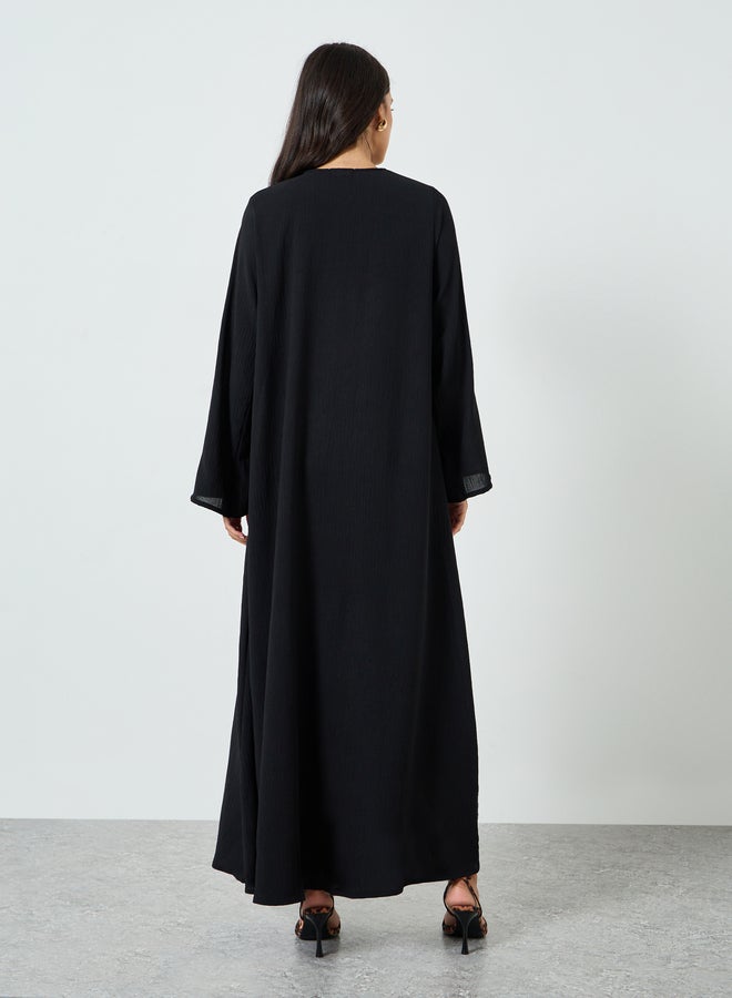 Amirah Black Open Front A-Line Abaya - Image 5