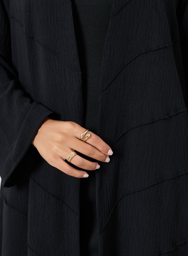 Amirah Black Open Front A-Line Abaya - Image 4