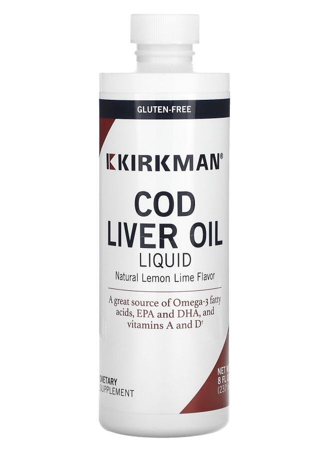 Kirkman Labs Cod Liver Oil Liquid Natural Lemon Lime 8 fl oz (237 ml) 