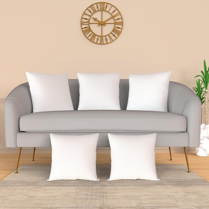 MICROFIBER SQUARE PILLOW CUSHION FOR SOFA BED SOFT FLUFFY FOR COMFORT BACK SUPPORT BREATHABLE WASHABLE HYPOALLERGENIC INNER COVER ONLY WHITE PACK OF 5 16 X 16