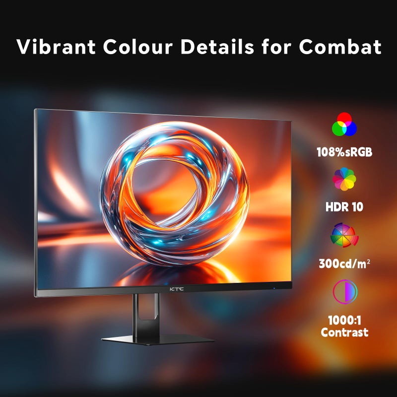 KTC 27 Inch Gaming Monitor 180Hz, Full HD 1920x1080 Fast IPS Computer Monitor, DP 1.4 & HDMI 2.0 Ports 1Ms FreeSync Frameless PC Gamer Monitor, HDR, VESA Mount, H27F22 - Image 4