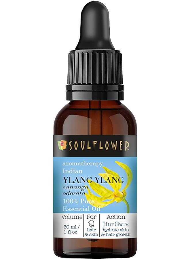 سول فلاور زيت يلانج يلانج العطري العضوي 100%، نباتي نقي، غير مخفف، مواد حافظة طبيعية عطرية، 30 مل، 1 أونصة سائلة - Image 1