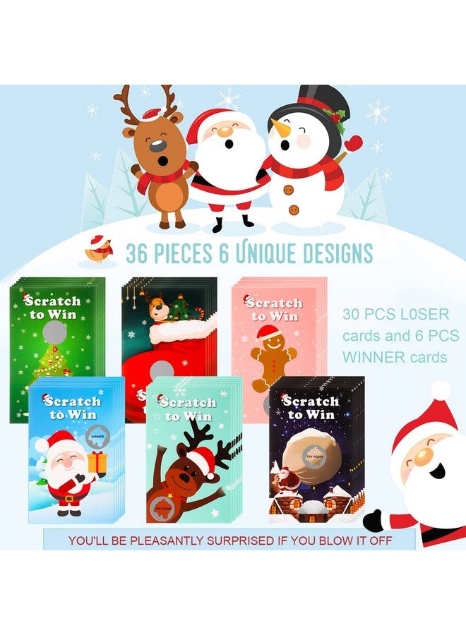 Nezyo 96 Pcs Christmas Scratch Off Cards Christmas Party Scratch Games Raffle Tickets With Patterns Of Snowman Elk Santa Claus For Adults Groups Activity Xmas Party Supplies(36 Pcs,Classic Style) - Image 2