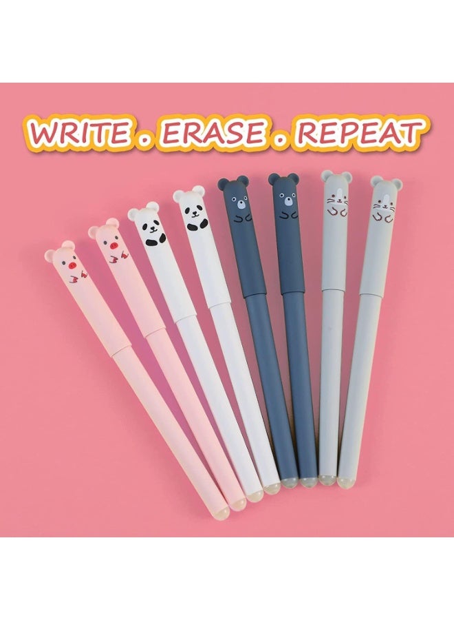 12 Pack 0.4mm Erasable Gel Pens, Cute Cartoon Animal Rollerball Gel Ink Pens, Refillable Pens, Fade Resistant, Easy to Hold, for Adult Writing Kids Calligraphy Note Taking - Image 3