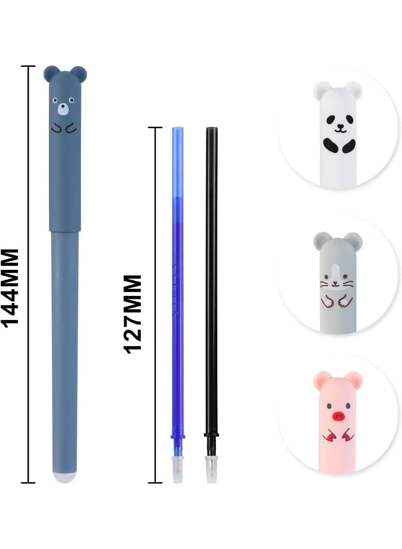 12 Pack 0.4mm Erasable Gel Pens, Cute Cartoon Animal Rollerball Gel Ink Pens, Refillable Pens, Fade Resistant, Easy to Hold, for Adult Writing Kids Calligraphy Note Taking - Image 2