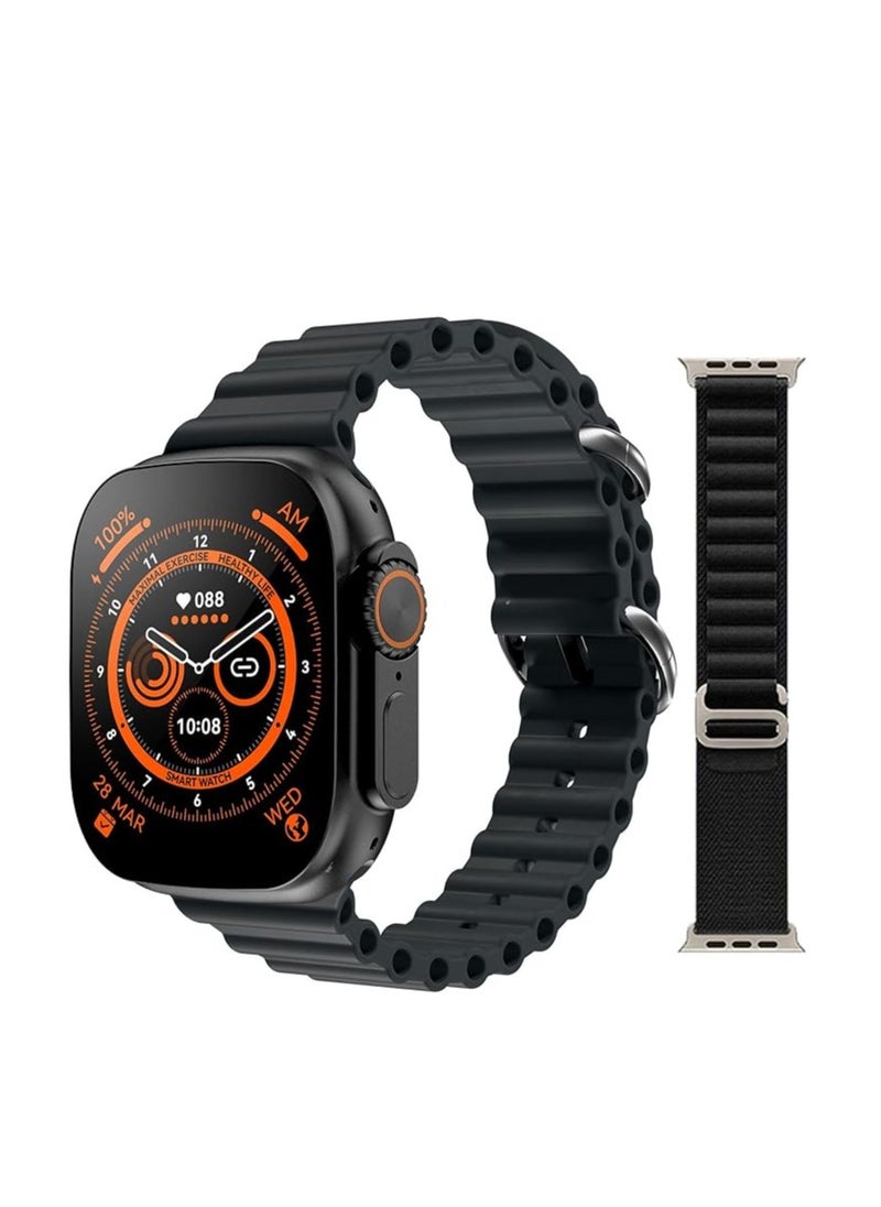 W&O - X9 Ultra smartwatch | Super Amoled Screen | (49mm/2.02inch) Full Screen | 2 straps Silicone & Fabric - (Black) - Image 1
