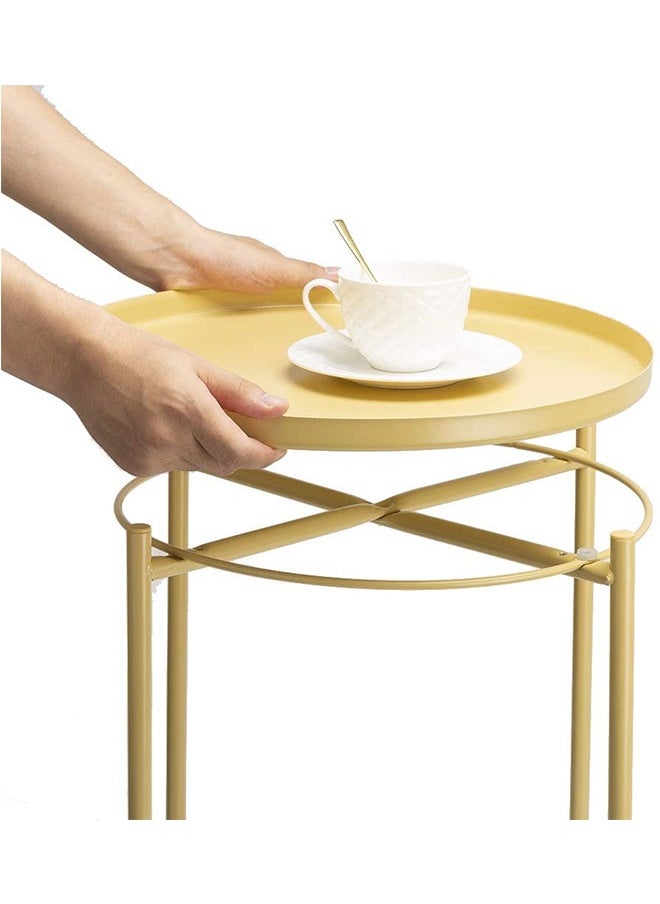 Generic - Round End Table,Sofa Side Table Round Coffee Table Metal End Table Nightstand for Bedroom Anti-Rust Corner Table, Circle Accent Table Easy to Assemble for Balcony Office - Image 1