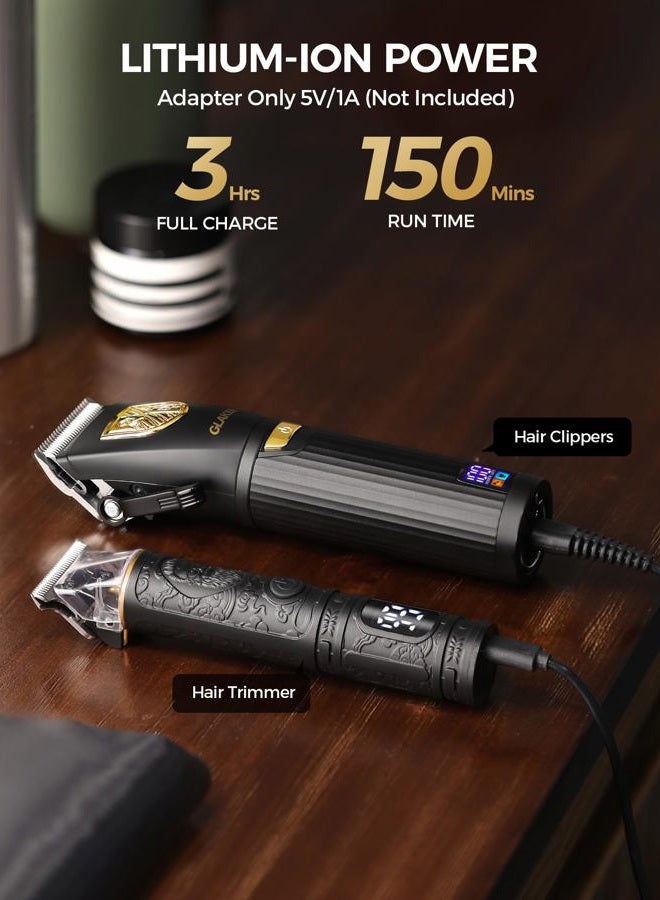 GLAKER Hair Clippers for Men Professional, Cordless Clippers for Hair Cutting, Mens Hair Clippers and Trimmer Kit for Barber with LED Display 15 Guide Combs - Image 2