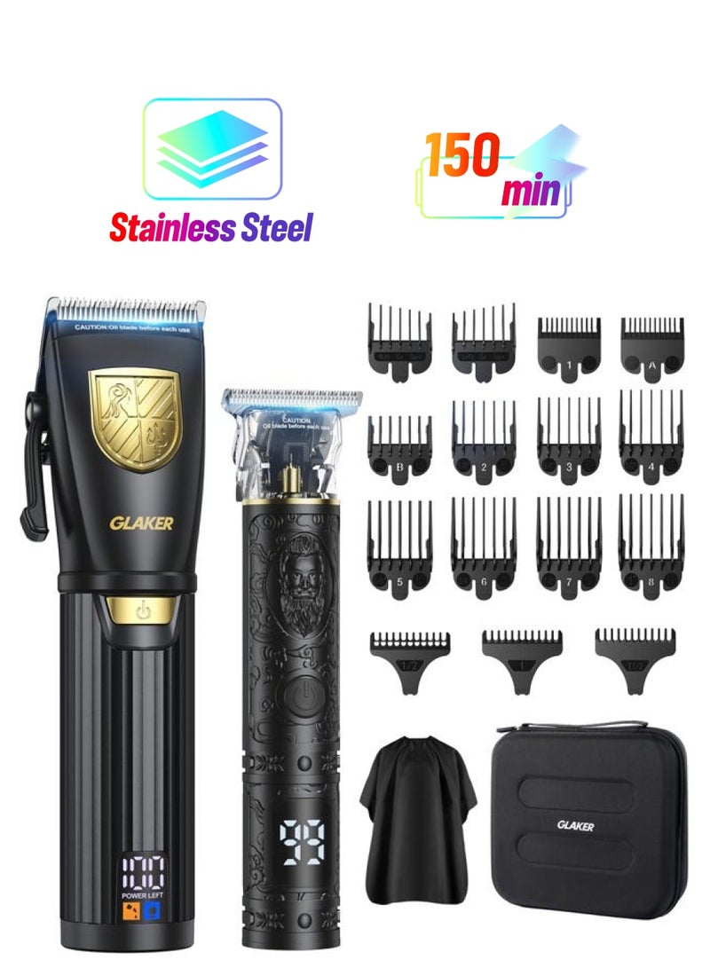 GLAKER Hair Clippers for Men Professional, Cordless Clippers for Hair Cutting, Mens Hair Clippers and Trimmer Kit for Barber with LED Display 15 Guide Combs - Image 1