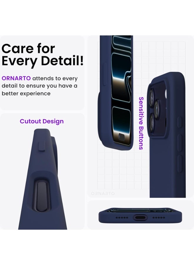 YoYoTech iPhone 17 Pro Liquid Silicon Case Slim-Soft Shockproof Protective with Microfiber Lining iPhone 17 Pro 6.3-inch 2025 Silicon Case - Blue - Image 3