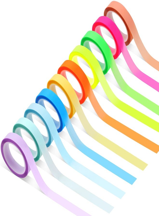 Utron 10 Rolls Colorful Highlighter Tape, 0.31" x 16.5 ft Highlighter Tape Removable, Transparent Highlighter Strips, Highlighter Tapes for Books Teachers Students - Image 1