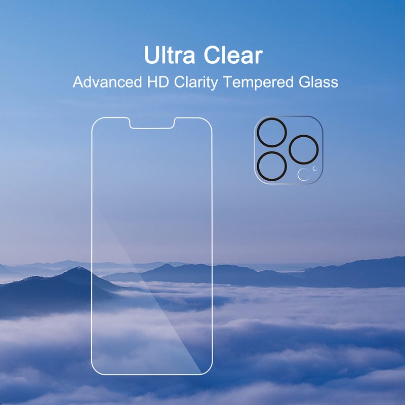 Ailun 2 Pack Screen Protector for iPhone 13 Pro Max [6.7 inch] Display 2021 with 2 Pack Tempered Glass Camera Lens Protector,[9H Hardness]-HD Case Friendly - Image 4