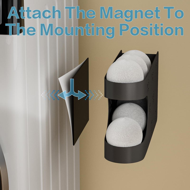 WDT Tool Magnetic Dryer Ball Holder for Laundry Room,Automatic Dryer Balls Roller Chute Container & Organizer,Dryer Ball Dispenser for Storage,White Dryer Ball Basket (No Balls) - Image 3