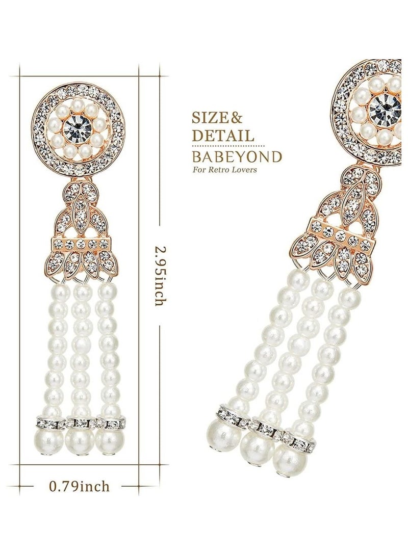 1920S Flapper Accessories Set Vintage Theme Set with Headband Headpiece Gloves Earrings Necklace Bracelet 7 Pcs - Image 5