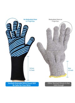 Excefore Heat Resistant Gloves, 932℉ Extreme Heat Resistant BBQ Gloves, Kitchen Oven Mitts - Oven Gloves with Cut Resistant, Silicone Non-Slip Insulated Hot Glove for Grilling, Cooking, Baking, Welding (1 Pair  - Image 3