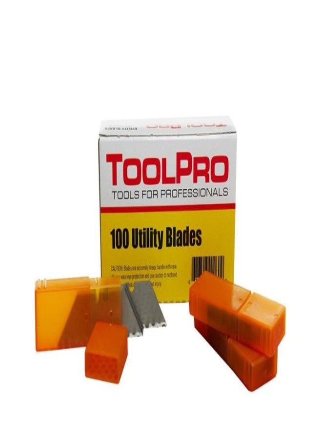 ToolPro Premium Utility Blades - 100 Pack, High Carbon Steel Replacement Blades for Utility Knives, Great for Crews & Large Projects - Image 1