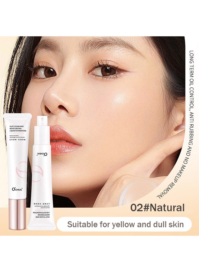 OCHEAL Silky Clear And Moisturizing Liquid Foundation，Hydrating BB Cream, Light BB Cream Foundation Cover Blemishes Tinted Moisturiser, Oil Control Cushion Foundation Color Correcting Cream for All Skin Types, Hydrating, Even Skin Tone 30g (Natural) - Image 2