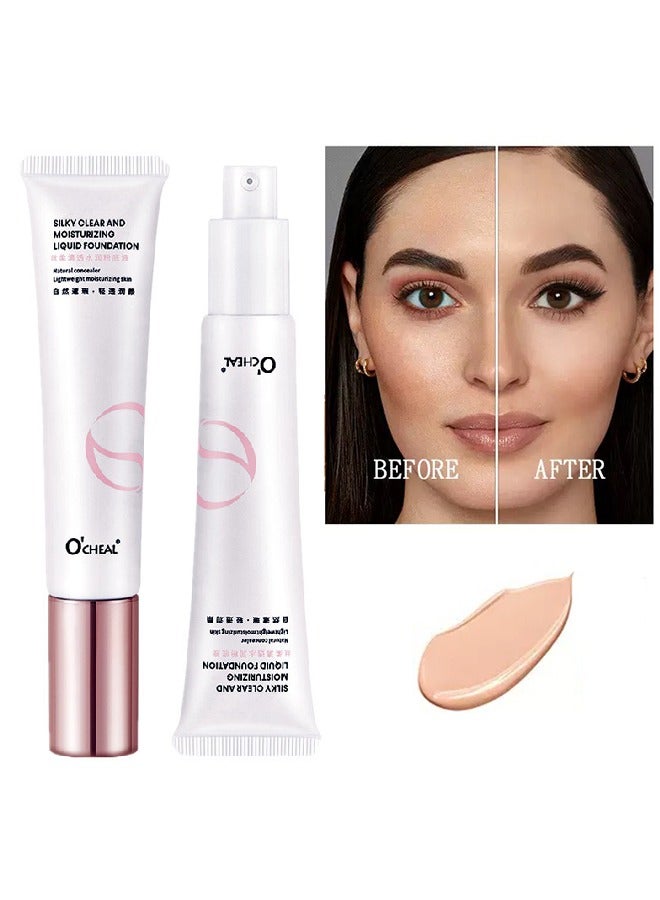 OCHEAL Silky Clear And Moisturizing Liquid Foundation，Hydrating BB Cream, Light BB Cream Foundation Cover Blemishes Tinted Moisturiser, Oil Control Cushion Foundation Color Correcting Cream for All Skin Types, Hydrating, Even Skin Tone 30g (Natural) - Image 1