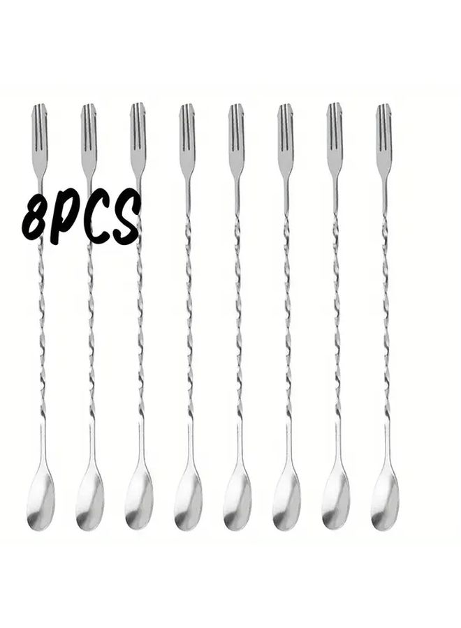 12 6 Inch 8PCS Bar Spoon Stainless Steel Mixing Spoons Professional Multipurpose Kitchen Utensil - Image 2