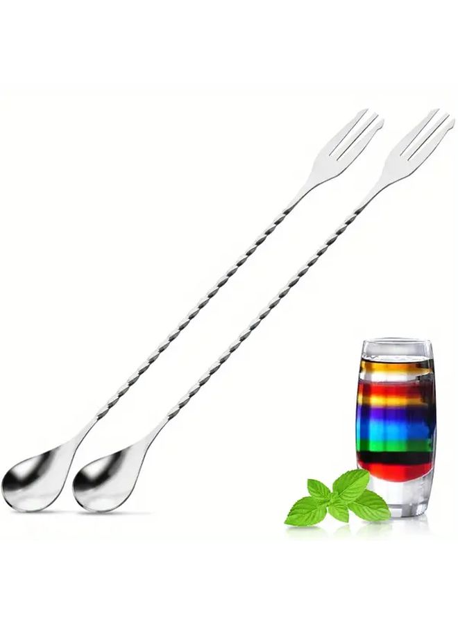 12 6 Inch 8PCS Bar Spoon Stainless Steel Mixing Spoons Professional Multipurpose Kitchen Utensil - Image 1