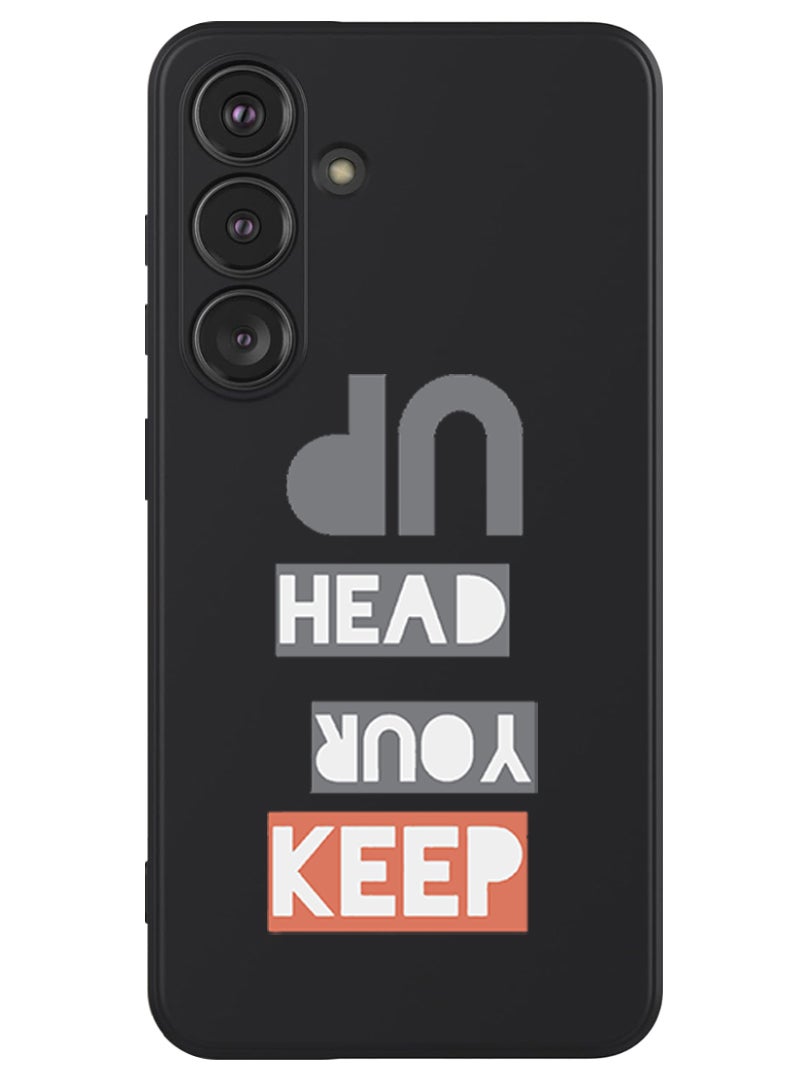 Theodor Protective Slim Fit Case Liquid Silicone Cover with Full Body Protection Anti-Scratch Shockproof Case For Samsung Galaxy S24 (Black) - Keep your head up - Image 1