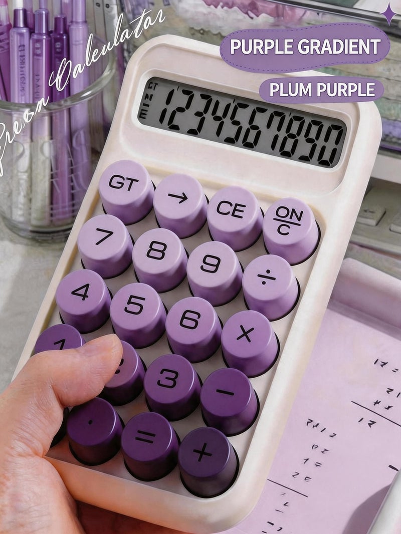 Purple Desktop Calculator, Office Calculator with Large LCD Display, Solar + Battery Dual Power Business Calculator - Image 2