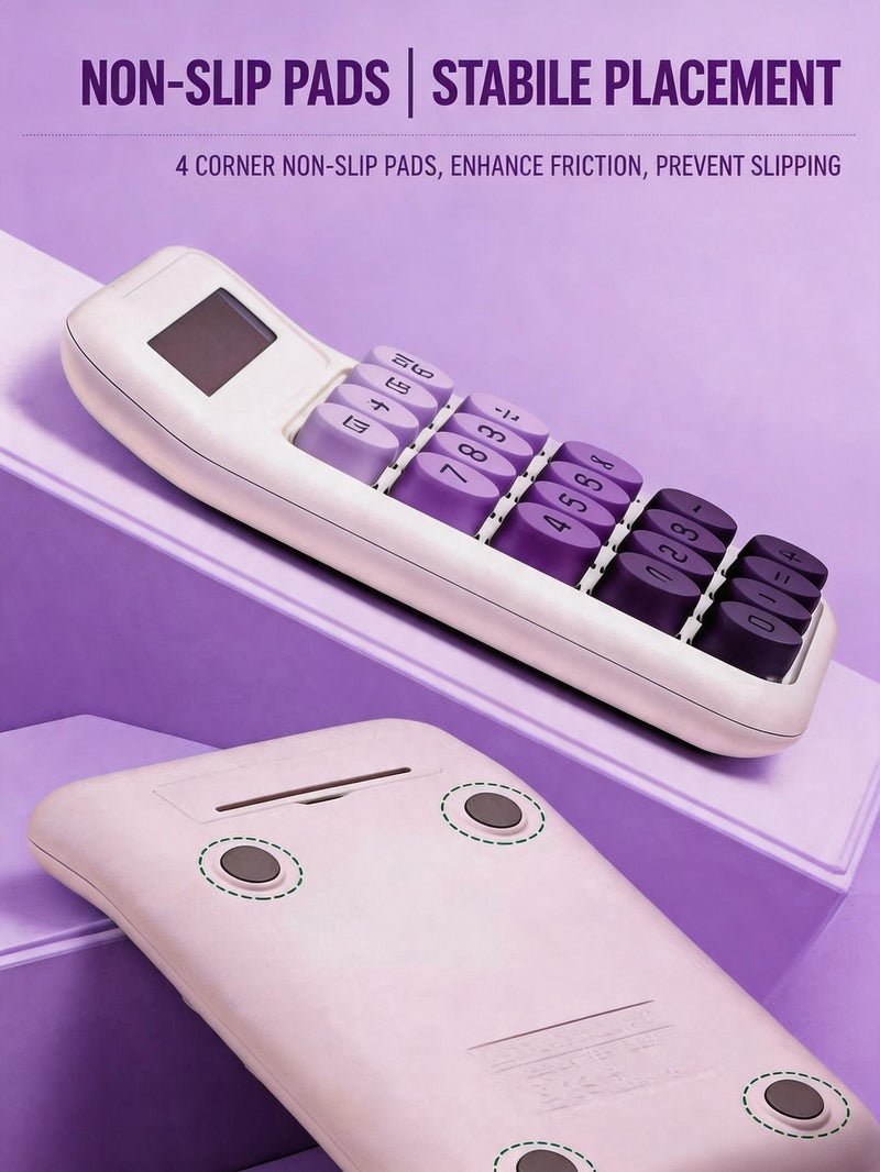 Purple Desktop Calculator, Office Calculator with Large LCD Display, Solar + Battery Dual Power Business Calculator - Image 4