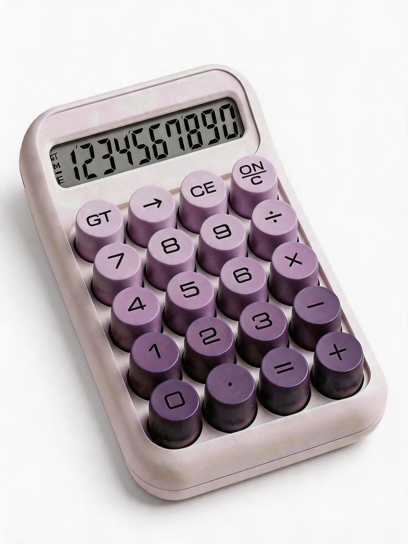 Purple Desktop Calculator, Office Calculator with Large LCD Display, Solar + Battery Dual Power Business Calculator - Image 1