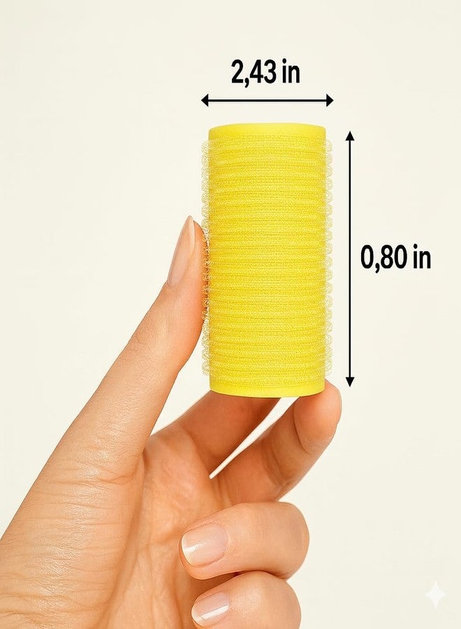 Bexter Self Grip Small Hair Rollers for Heatless Curls (0.8" x 2.43", Yellow) - Plastic Curlers for Women & Girls - DIY Salon Styling for Short & Medium Hair, 24 Pack - Image 5