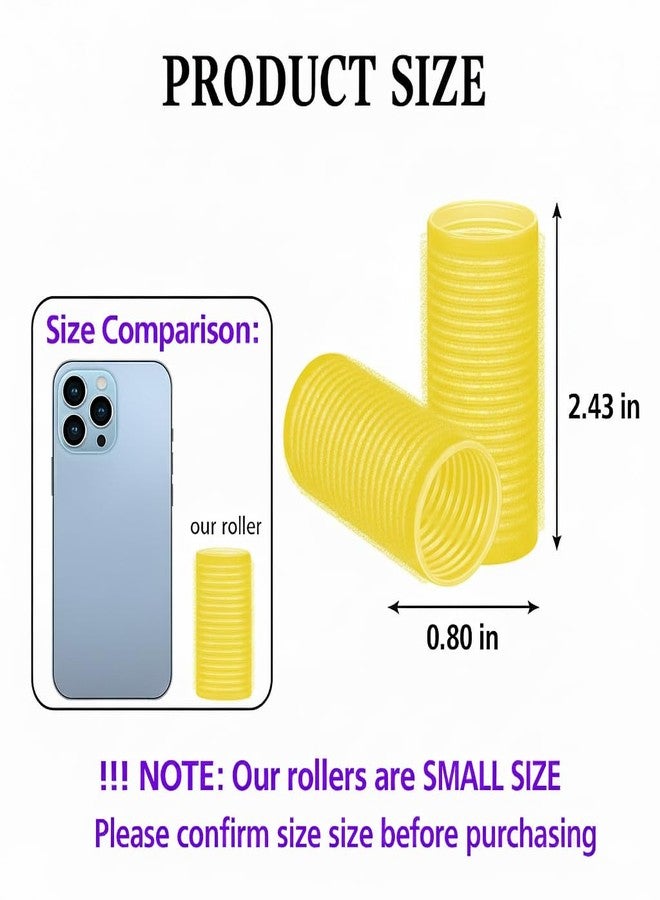 Bexter Self Grip Small Hair Rollers for Heatless Curls (0.8" x 2.43", Yellow) - Plastic Curlers for Women & Girls - DIY Salon Styling for Short & Medium Hair, 24 Pack - Image 2