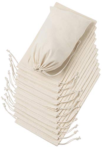 DR 100 Percent Cotton Muslin Drawstring Bags 12-Pack For Storage Pantry Gifts - Unbleached (7 x 12 inch, Beige) - Image 1
