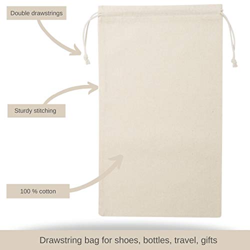 DR 100 Percent Cotton Muslin Drawstring Bags 12-Pack For Storage Pantry Gifts - Unbleached (7 x 12 inch, Beige) - Image 4