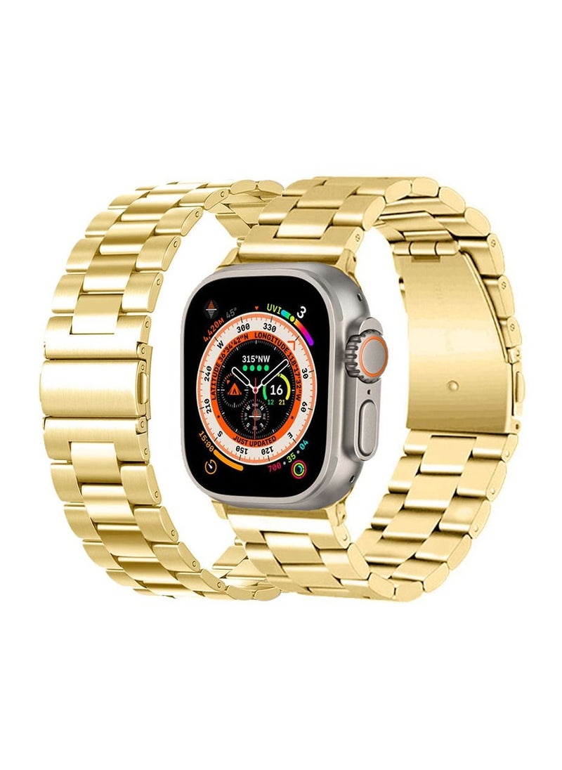 CATANES - Apple Watch Ultra Band 49mm Stainless Steel Band Metal Strap Compatible with Apple Watch Series 49mm/45mm/44mm/42mm Gold - Image 1