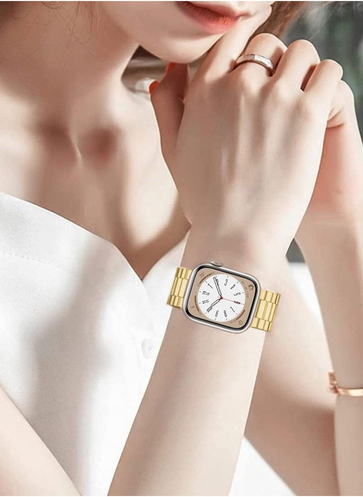 CATANES - Apple Watch Ultra Band 49mm Stainless Steel Band Metal Strap Compatible with Apple Watch Series 49mm/45mm/44mm/42mm Gold - Image 1