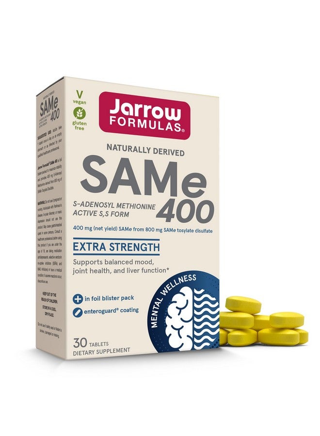Jarrow Formulas SAMe 400 mg, Supports Joint Health, Liver Function, Brain Metabolism, 30 Tablets, Up To a 30 Day Supply - Image 1
