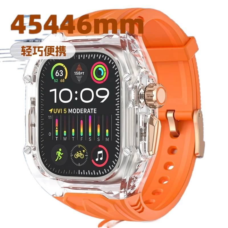 سوار ساعة ذكية مجموعة غطاء مع سوار متوافق مع Apple Watch بملاءمة قابلة للتعديل وحزام بديل للاستخدام اليومي باللون شفاف قابل للتعديل - Image 3