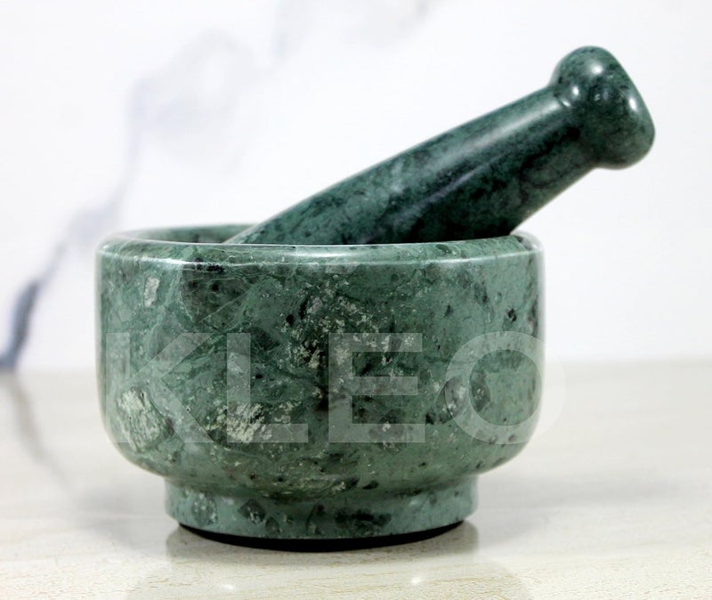 KLEO 5Inch Width Natural Stoneware Mortar and Pestle Set Green - Image 3