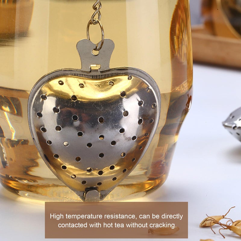 Stainless Steel Heart Tea Infuser Strainer With Chain For Loose Leaf Brewing 2 Pcs - Image 5