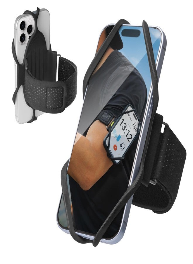BONE Run Tie 3 Running Phone Armband, Jogging Phone Holder Skin-Friendly Silicone Dual-Layer Sport Arm Band for Heat-Dissipation, Workout Phone Holder for iPhone & 4.7"-7.2" Smartphones (Size L) - Image 1