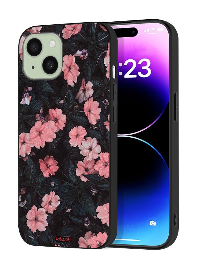 Tolwak Apple iPhone 15 Protective Case Cover Peach Small Roses - Image 1