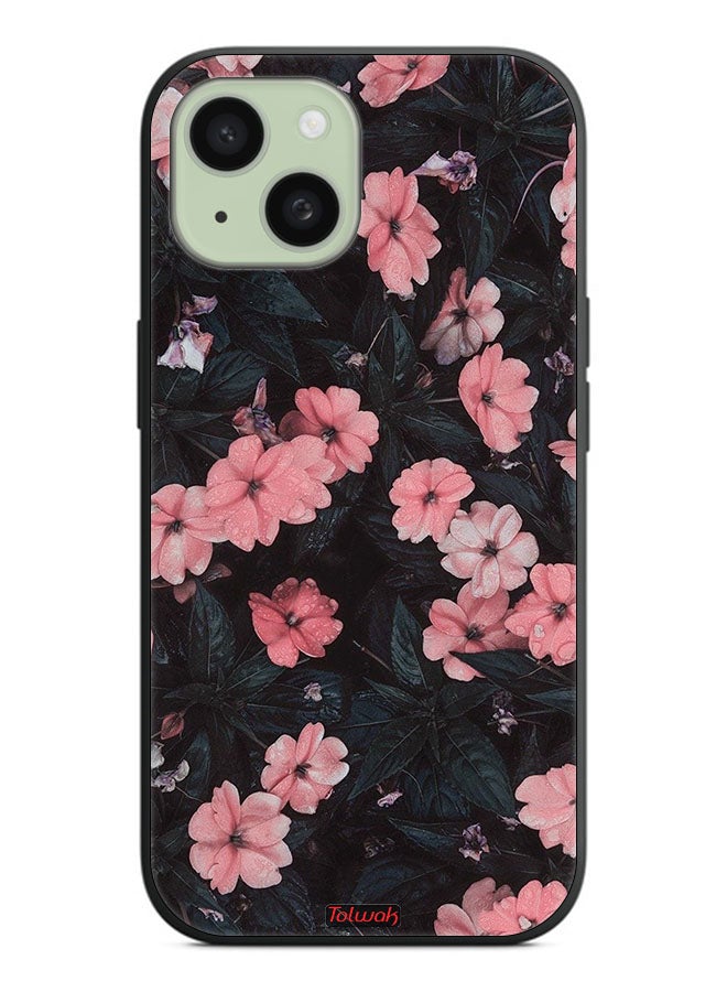 Tolwak Apple iPhone 15 Protective Case Cover Peach Small Roses - Image 2