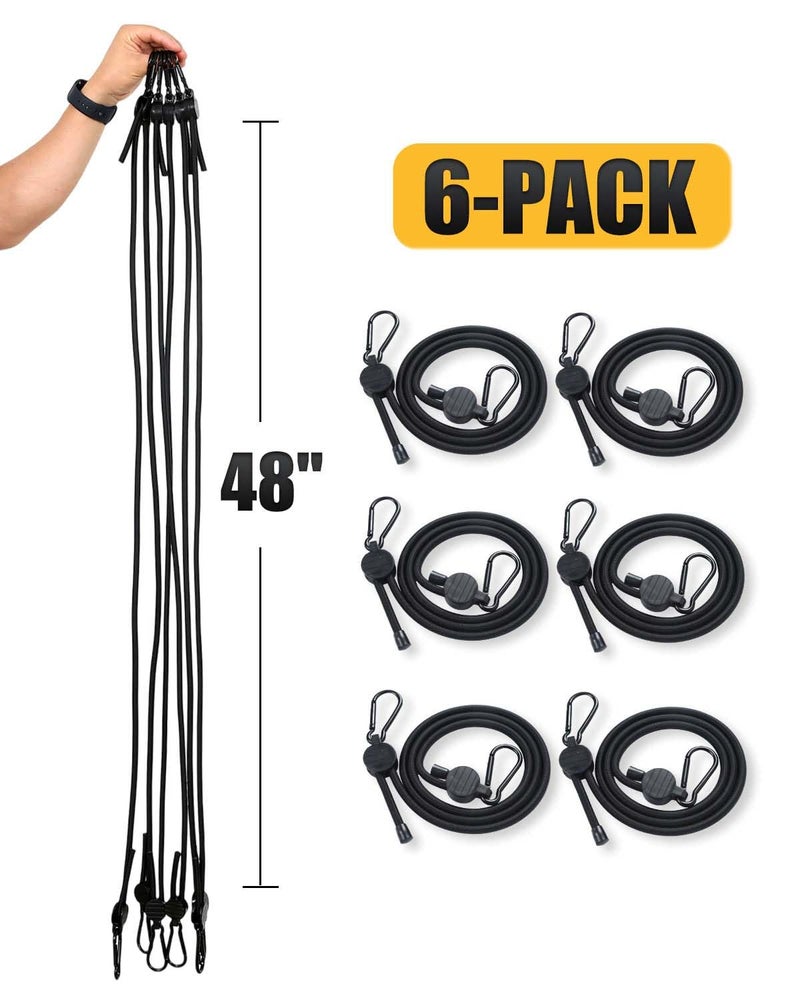 Radix Rope Adjustable Bungee Cords with Hooks, 6 Pack Thick Elastic Straps, Easy to Lengthen and Resecure (7"-48")â€“ Strong, Stretchy Tie Downs with Secure Hooks for Cargo, Camping, Tents, Luggage â€“ All-Weather - Image 5