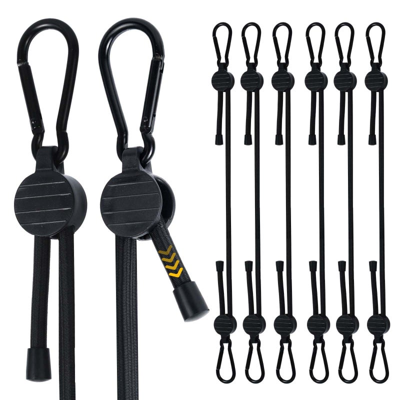 Radix Rope Adjustable Bungee Cords with Hooks, 6 Pack Thick Elastic Straps, Easy to Lengthen and Resecure (7"-48")â€“ Strong, Stretchy Tie Downs with Secure Hooks for Cargo, Camping, Tents, Luggage â€“ All-Weather - Image 1