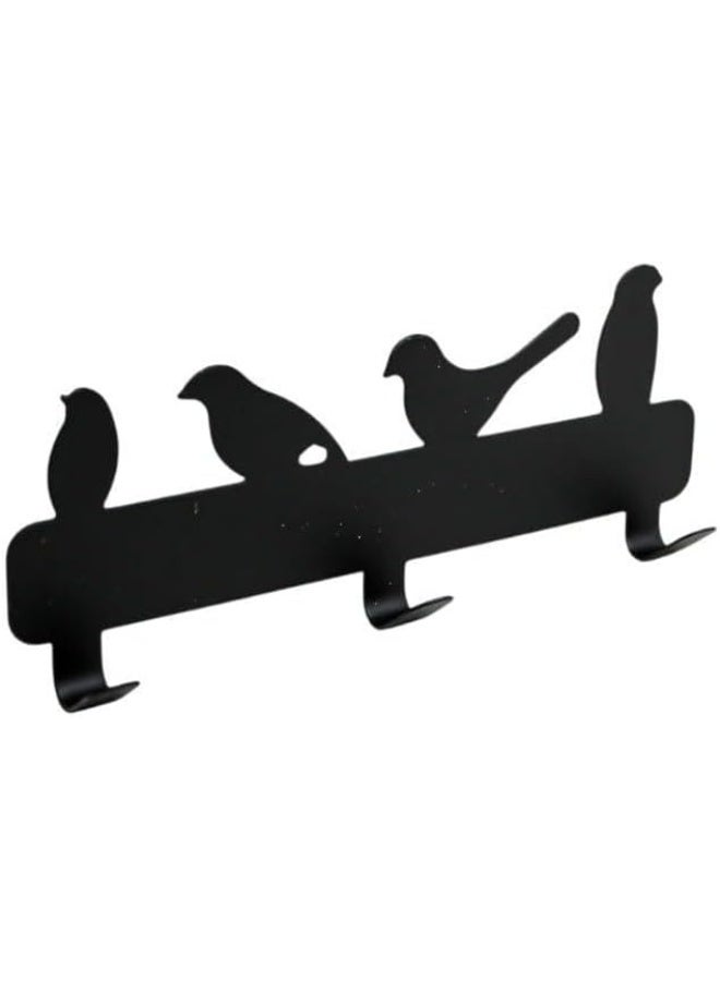 Adhesive metal wall shelf (no drilling required) with 3 sturdy hooks – Kitchen and bathroom organizer for hanging pots, pans, utensils, and towels – Modern flying decorative design – Practical space-saving and home organization holder - Image 2