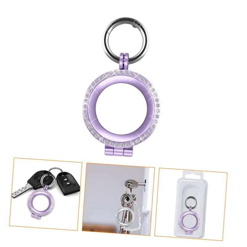 Air Tag Key Chain Holder Case 2 Pcs Metal Cover Light Purple 9X4X0.5CM - Image 3