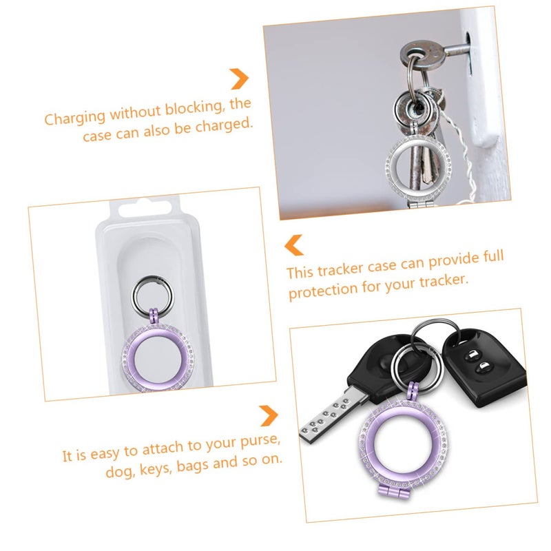 Air Tag Key Chain Holder Case 2 Pcs Metal Cover Light Purple 9X4X0.5CM - Image 5