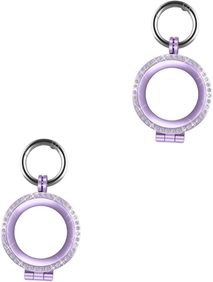 Air Tag Key Chain Holder Case 2 Pcs Metal Cover Light Purple 9X4X0.5CM - Image 1